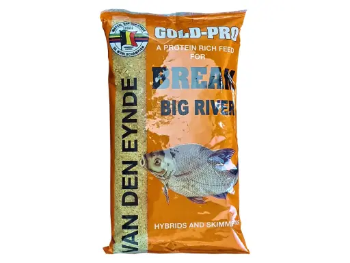 Opakowanie zanęty Gold Pro z wizerunkiem ryby i napisem "Big River". Idealna na duże rzeki.