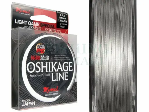 Żyłka Momoi Oshikage Light Grey, 0.053mm, 1.3kg. Idealna do lekkiego łowienia, jak ninja.