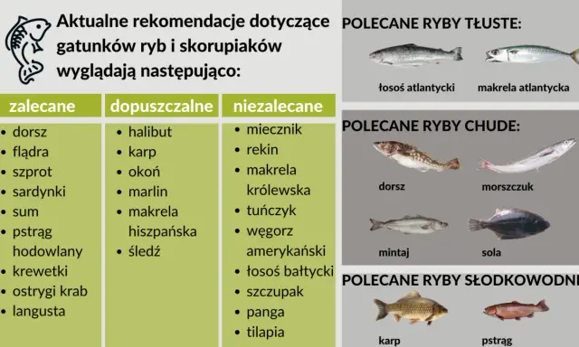 Zalecane, dopuszczalne i niezalecane nazwy ryb alfabetycznie. Tłuste, chude i słodkowodne ryby polecane do spożycia.