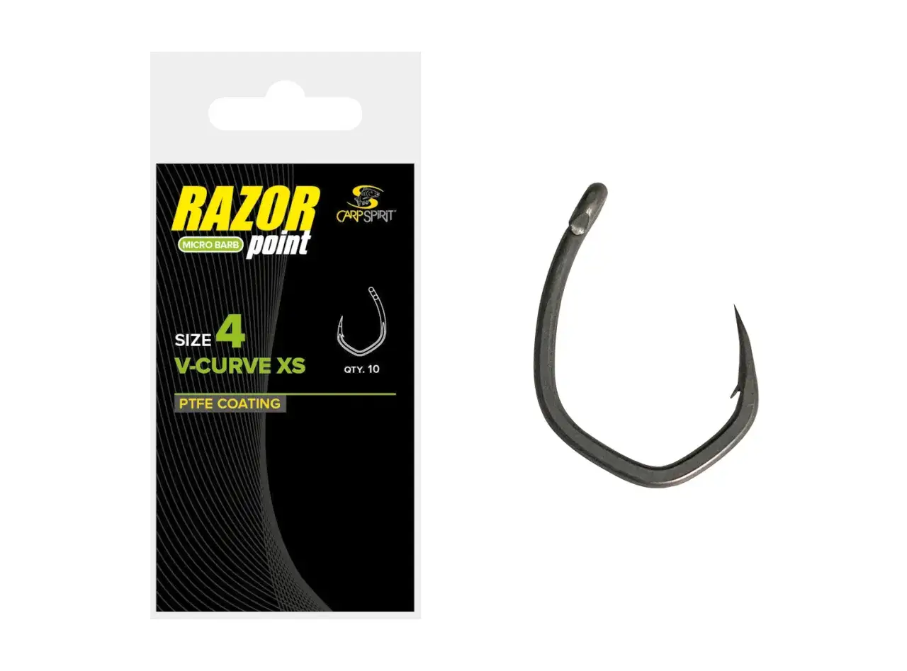 Jaki haczyk na karpia? Rozmiar 4, V-CURVE XS, z mikro zadziorem i powłoką PTFE. Idealny do połowu karpi.